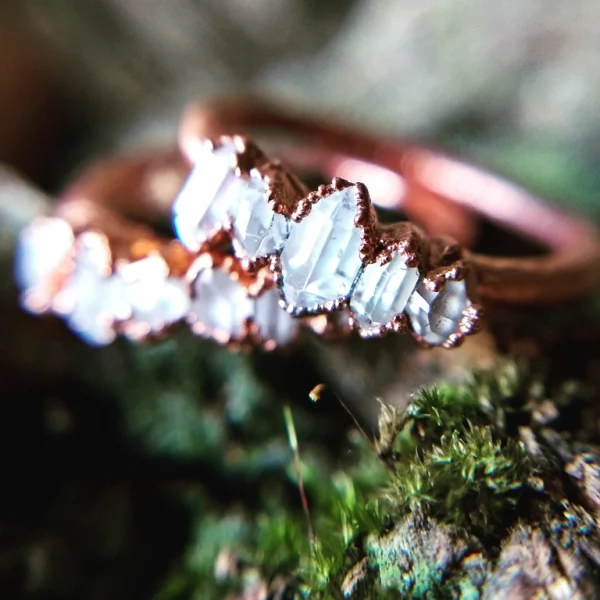 Herkimer diamond cluster ring