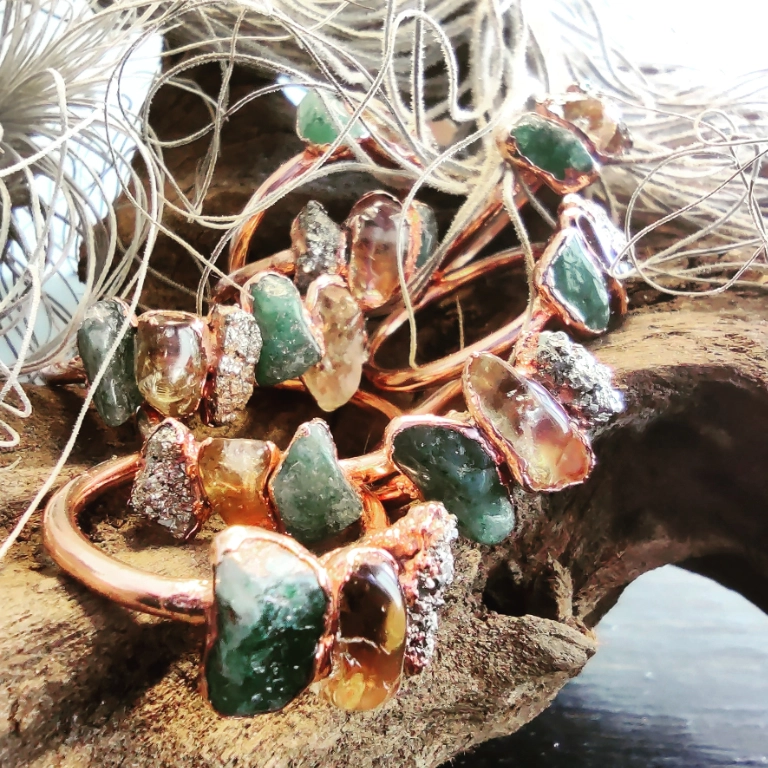 Aventurine citrine pyrite ring