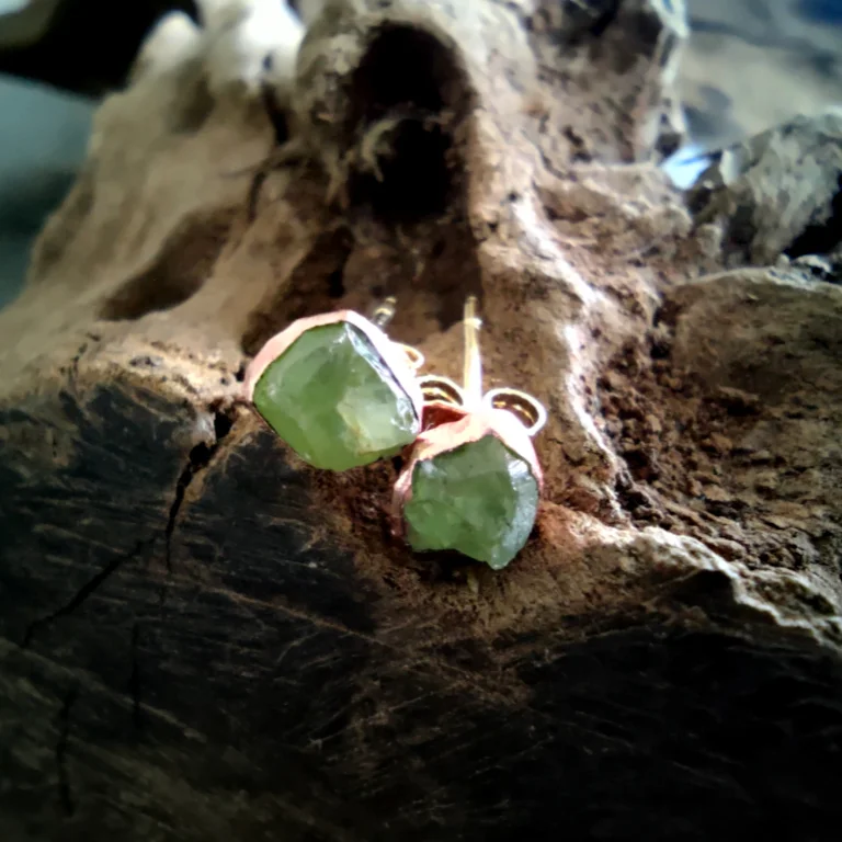 Raw Peridot earrings