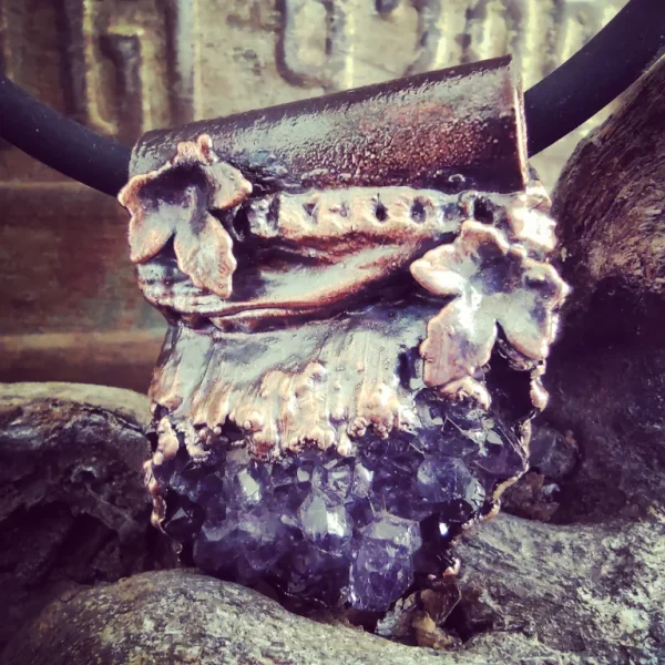 Raw druzy Amethyst necklace